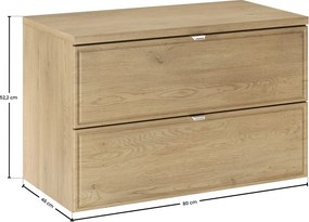 Závesná skrinka pod umývadlo Terra s doskou 80 cm dub cremona