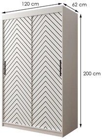 Skriňa Jodełka 1 120 biely/biely/čierna