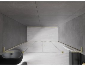 Mexen Velar L Duo, posuvné sprchové dvere do otvoru 200 cm, 8mm číre sklo, zlatá lesklá, 871-200-003-02-50