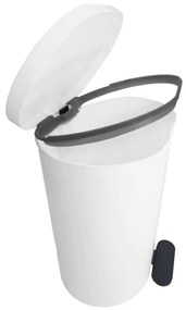 Denox Oval pedálový odpadkový kôš 25 l, plast, biely, 25 l