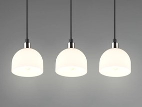 Závesné stropné osvetlenie Molly, matný nikel/biele sklo