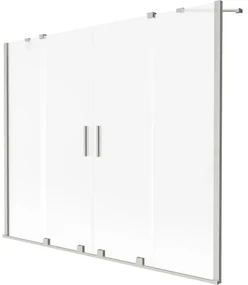 Mexen Velar Duo, 2-krídlová posuvná vaňová zástena 180 x 150 cm, 8mm sklo námraza, brúsená oceľ, 896-180-000-32-97