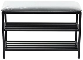 Skrinka na topánky kov so sedadlom Loft 51x75x30 čierna