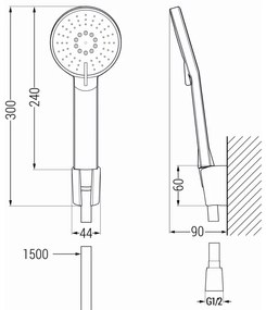 Mexen Royo vaňová batéria so sprchovým setom R40, biela - 7223R40-20