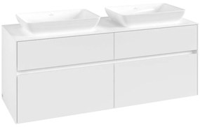 VILLEROY &amp; BOCH Collaro závesná skrinka pod dve umývadlá na dosku, 4 zásuvky, 1400 x 500 x 548 mm, White Matt, C11900MS