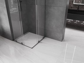 Mexen Velar L Duo, sprchový kút s posuvnými dverami 100 x 100 cm, 8mm číre sklo, grafit brúsený, 871-100-100-02-03-66