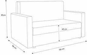 Rozkladacia pohovka HEVEN, 136x85x98 sawana 05/sawana 21