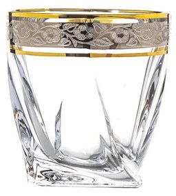 BOHEMIA QUADRO ZLATO-PLATINOVÝ POHÁR NA WHISKY 340ML SADA 6 KS