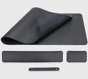 Podložka na stôl 80 × 40 cm s opierkami zápästia – 3-dielna sada - čierna