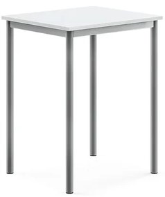 Stôl SONITUS, 700x600x900 mm, HPL - biela, strieborná
