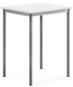 Stôl SONITUS, 700x600x900 mm, HPL - biela, strieborná