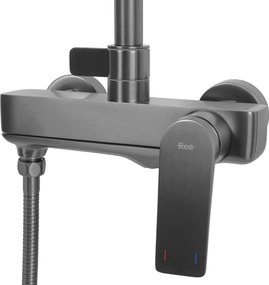 Rea Avalon, sprchová súprava s dažďovou hlavovou a ručnou hlavicou, grafitová, REA-P2401