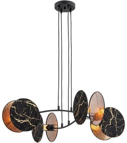 Luster na lanku MOTIF 4xE27/15W/230V čierna/zlatá
