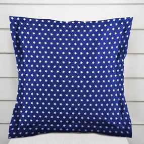 Biante Bavlnená obliečka na vankúš s lemom Sandra SA-352 Biele hviezdičky na modrom 50 x 60 cm