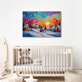 Vianočný obraz zimné čaro dedinky