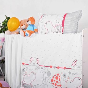 Obliečky detské Zoo červeno-sivé EMI: Detský set 90x130 + 45x65