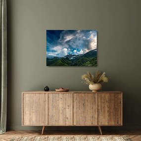 Sklenený obraz hôr (70x50 cm)