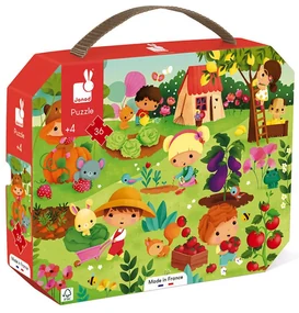 Puzzle pre deti Záhrada Janod v kufríku 36 ks