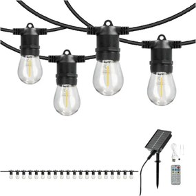 LED stmievateľný solárny svetelný reťazec STARLIGHT NEO 20xE27/3,7V 2700K IP54 1200 mAh 11,5m + DO