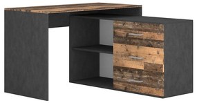 Písací stôl so zásuvkami a univerzálnym rohom P/L JULES hnedá/čierna