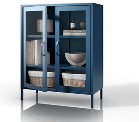 Vitrína GINA, 800 x 1015 x 400 mm, Modern: tmavomodrá farba