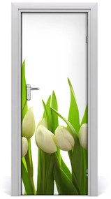 Fototapeta na dvere biele tulipány 85x205 cm