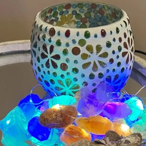 Mozaiková LED lampa gemstones - svietnik KEG KVETY JOY