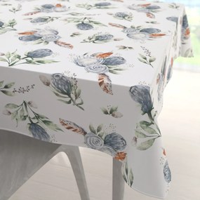 Biante Bavlnený štvorcový obrus Sandra SA-707 Modré kvety Protea na bielom 80x80 cm