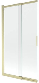 Mexen Fox, 2-krídlová posuvná vaňová zástena 100 × 150 cm, 5mm číre sklo, zlatý matný profil, 891-100-002-55-00