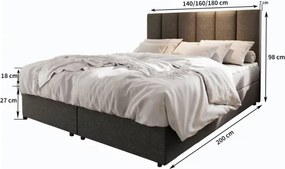 AKCE Čalúnená posteľ boxspring MERALIS 180x200 cm sivá II. akosť Matrac: Matrac Bonell pružinový
