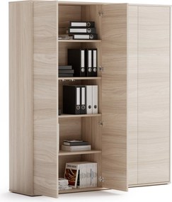 Kancelárska spisová skriňa BLOCK, 4× dvere, 800 × 400 × 1748 mm, dub prírodný