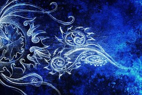 Samolepiaca tapeta neobyčajná modrá kresba - 150x100