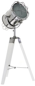 Dekorstudio Podlahová lampa TRIPOD na bielej trojnožke s chrómovaným tienidlom