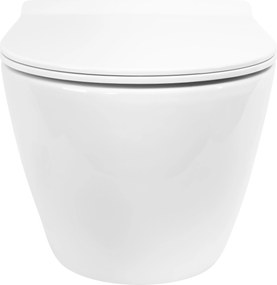 Rea Carter Tornado, Závesná WC misa 490x370x325 mm + WC sedadlo, biela lesklá, REA-C4801