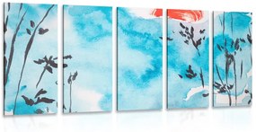 5-dielny obraz maľba japonskej oblohy