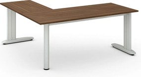 Rohový kancelársky písací stôl PRIMO FLEXIBLE, 180x180 cm, orech