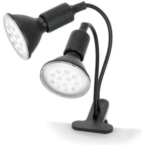 Flexibilná stolná lampa s klipom PLANTY 2xE27/30W/230V čierna