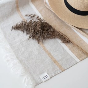 Béžová ľanová plážová deka 140x170 cm Allure Stripe – Linen Tales