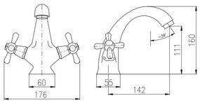 RAV Slezák MK128.0CMATSM - Umývadlová batéria MORAVA RETRO 16 cm čierna/mosadz