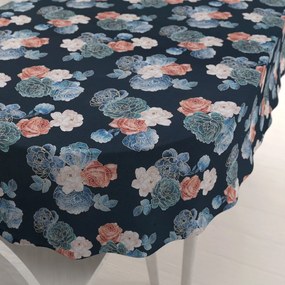 Biante Teflónový oválny obrus TF-060 Modré a červené ruže na tmavo modrom 80x120 cm