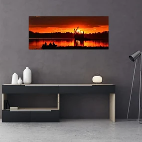 Obraz - Rybári na jazere (120x50 cm)