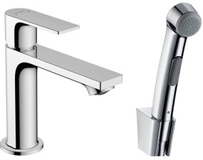 HANSGROHE Rebris E páková umývadlová batéria s bidetovou sprškou a sprchovou hadicou 160 cm, bez odtokovej súpravy, výška výtoku 109 mm, chróm, 72216000