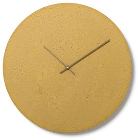 Nástenné betovoné hodiny CLOCKIES, 49cm, okrúhle, žlté
