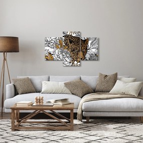 Obraz - Leopard medzi kvetmi (90x60 cm)