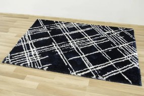 Koberec Boho 668 Romby Kreski tmavomodrý / krémový