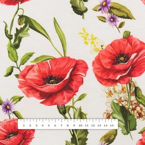 Biante Dekoračný obdĺžnikový obrus PML-101 Vlčie maky na bielom 60x100 cm