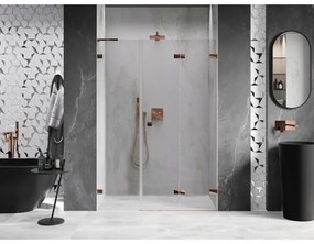 Mexen Lunar-F, L pravé sklápacie sprchové dvere 110 cm, 8mm číre sklo, ružové zlato profil, 836SL-110-050-60-00-P