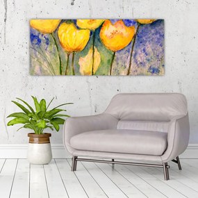 Obraz - Žlté tulipány (120x50 cm)