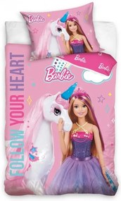 Obliečky do postieľky Barbie a Duhový Jednorožec 100x135/40x60 cm