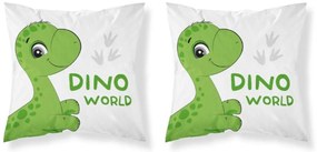 Návlek bavlnený pre deti, Dino world, zelený, 40 x 40 cm